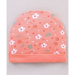 Babyhug 100% Cotton Cap Mitten Booties Set Floral Printed - Pink
