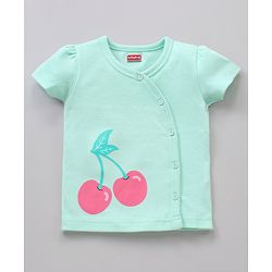 Babyhug Half Sleeves 100% Cotton Vests Stripe And Cherry Print Pack Of 3 - Pink Green