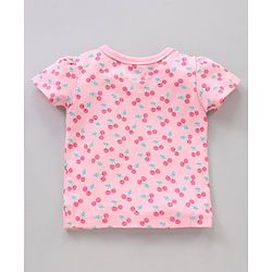 Babyhug Half Sleeves 100% Cotton Vests Stripe And Cherry Print Pack Of 3 - Pink Green
