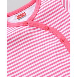 Babyhug Half Sleeves 100% Cotton Vests Stripe And Cherry Print Pack Of 3 - Pink Green