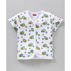 Babyhug Half Sleeves 100% Cotton Vests Tortoise And Stripe Print Pack of 3 - Blue Orange White