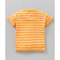 Babyhug Half Sleeves 100% Cotton Vests Tortoise And Stripe Print Pack of 3 - Blue Orange White
