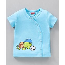 Babyhug Half Sleeves 100% Cotton Vests Tortoise And Stripe Print Pack of 3 - Blue Orange White
