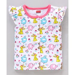 Babyhug Short Cap Sleeves 100 % Cotton Printed Vests Pack of 3 - Mutlicolor