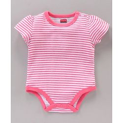 Babyhug 100% Cotton Half Sleeves Cherry Printed and Striped Onesies Pack of 3 - Blue Pink