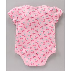 Babyhug 100% Cotton Half Sleeves Cherry Printed and Striped Onesies Pack of 3 - Blue Pink