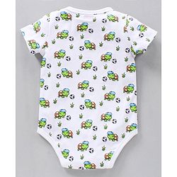 Babyhug 100% Cotton Half Sleeves Onesies Stripes & Turtle Print Pack Of 3 - Orange Blue White
