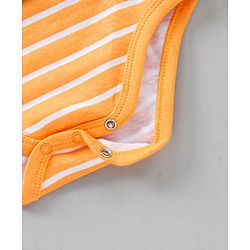 Babyhug 100% Cotton Half Sleeves Onesies Stripes & Turtle Print Pack Of 3 - Orange Blue White