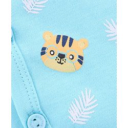 Babyhug 100 % Cotton Vests Striped And Cat Print Pack of 3 - Blue Yellow