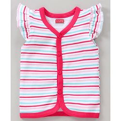 Babyhug 100% Cotton Half Flutter Sleeves Vests Flowers Print Pack of 3 - Pink Blue