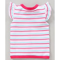 Babyhug 100% Cotton Half Flutter Sleeves Vests Flowers Print Pack of 3 - Pink Blue