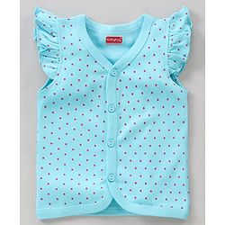 Babyhug 100% Cotton Half Flutter Sleeves Vests Flowers Print Pack of 3 - Pink Blue