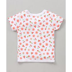 Babyhug 100% Cotton Half Sleeves Vests Watermelon Print Pack of 3 - Pink Blue White
