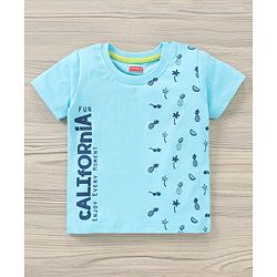 Babyhug Cotton Half Sleeves T-Shirt and Knee Length Short Fruit Print - Blue