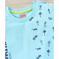 Babyhug Cotton Half Sleeves T-Shirt and Knee Length Short Fruit Print - Blue