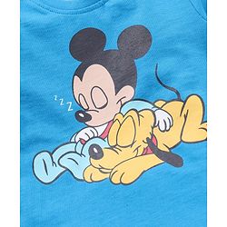 Babyhug Half Sleeves T Shirt with Shorts Mickey Mouse Print - Blue