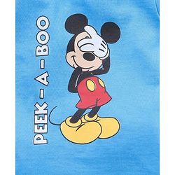 Babyhug Half Sleeves Striped Night Suit Mickey Mouse Print - Blue