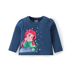 Babyhug Full Sleeves Night Suit Ariel Print - Navy Blue