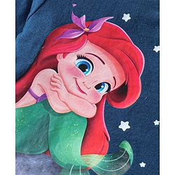 Babyhug Full Sleeves Night Suit Ariel Print - Navy Blue