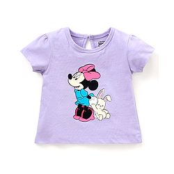 Babyhug Cap Sleeves Shorts Set Disney Minnie Mouse & Polka Dot Print - Purple Pink