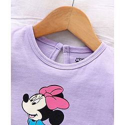 Babyhug Cap Sleeves Shorts Set Disney Minnie Mouse & Polka Dot Print - Purple Pink