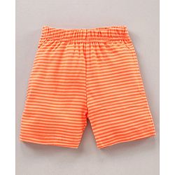 Babyhug Half Sleeves Shorts Night Suit Winnie The Pooh Print - White Orange