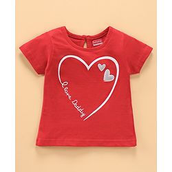 Babyhug Cap Sleeves Cotton Tee & Shorts Set Heart Print - Red