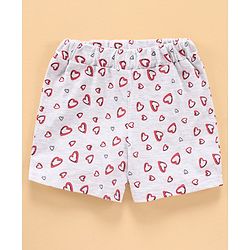Babyhug Cap Sleeves Cotton Tee & Shorts Set Heart Print - Red