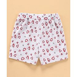 Babyhug Cap Sleeves Cotton Tee & Shorts Set Heart Print - Red