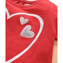 Babyhug Cap Sleeves Cotton Tee & Shorts Set Heart Print - Red