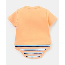 Babyhug 100% Cotton Half Sleeves Onesies Striped - Orange