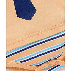 Babyhug 100% Cotton Half Sleeves Onesies Striped - Orange