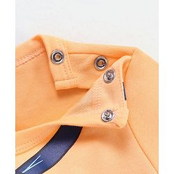 Babyhug 100% Cotton Half Sleeves Onesies Striped - Orange