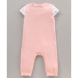 Babyhug Half Sleeves Cotton Romper Floral Print - Pink