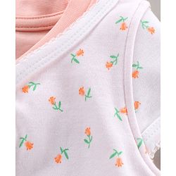 Babyhug Half Sleeves Cotton Romper Floral Print - Pink