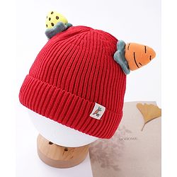 Babyhug Caps Red With Horns - Diameter 11 cm
