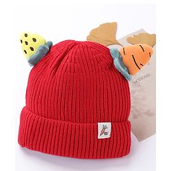 Babyhug Caps Red With Horns - Diameter 11 cm