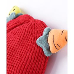 Babyhug Caps Red With Horns - Diameter 11 cm