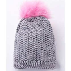 Babyhug Woollen Cap Elephant Patch Grey - Diameter 10 cm