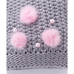 Babyhug Woollen Cap Elephant Patch Grey - Diameter 10 cm