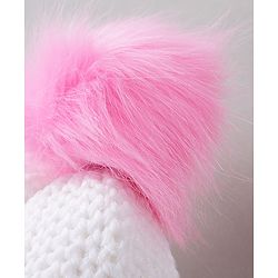 Babyhug Woollen Cap Pom Pom Applique White - Diameter 12 cm