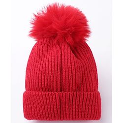 Babyhug Cotton Teddy Applique Cap Red - Diameter 11 cm