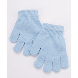 Babyhug Woollen Cap and Gloves Set with Headband Solid Colour Pattern Blue - Diameter 10 cm