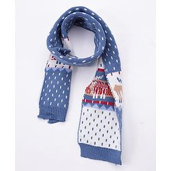Babyhug Woollen Cap Gloves With Muffler Blue - Cap Diameter 11 cm