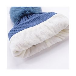 Babyhug Woollen Cap Gloves With Muffler Blue - Cap Diameter 11 cm
