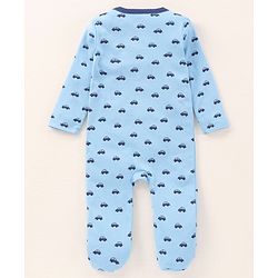 Babyhug Full Sleeves Sleepsuit Car Print - Blue
