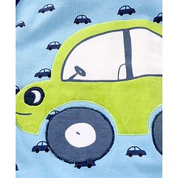 Babyhug Full Sleeves Sleepsuit Car Print - Blue