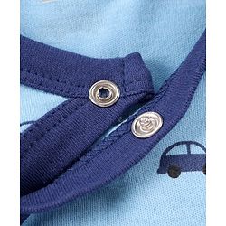 Babyhug Full Sleeves Sleepsuit Car Print - Blue