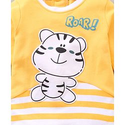 Babyhug Full Sleeves Footed Sleepsuit Tiger Print - Yellow
