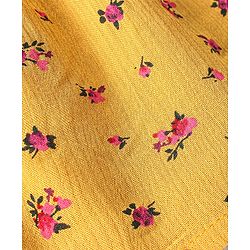 Babyhug 100% Rayon Sleeveless Printed Top with Smocking & Frill Detailing - Yellow